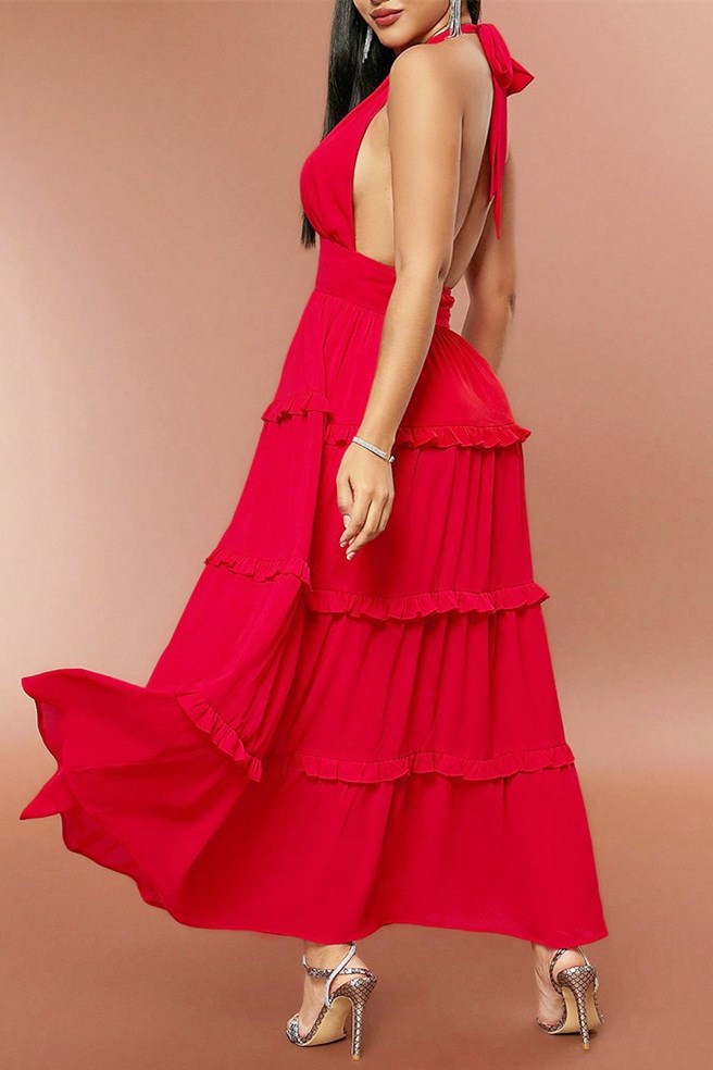 Levoire | Bretelles Taille Haute Volant Maxi Robe
