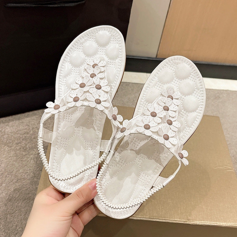 Levoire | Sandales Fleuries 3D Blanches Et Confortables