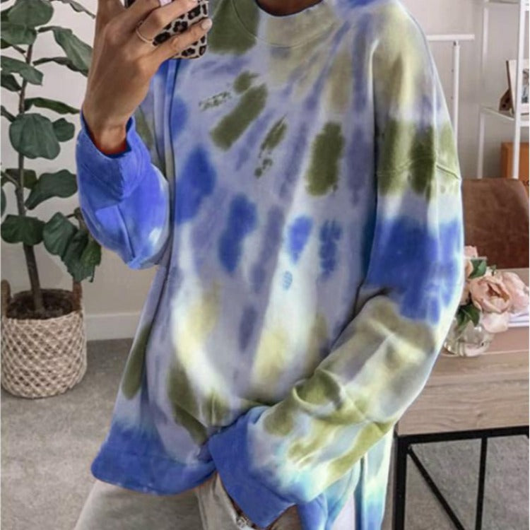 Sweat-shirt décontracté pour femmes en tie-dye avec coupe oversize et encolure ronde confortable Levoire