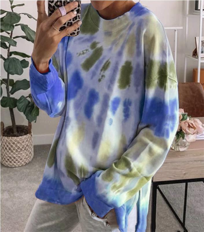 Sweat-shirt décontracté pour femmes en tie-dye avec coupe oversize et encolure ronde confortable Levoire