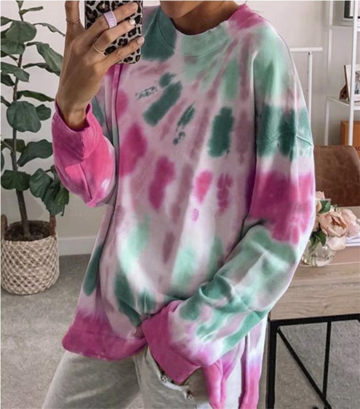 Sweat-shirt décontracté pour femmes en tie-dye avec coupe oversize et encolure ronde confortable Levoire
