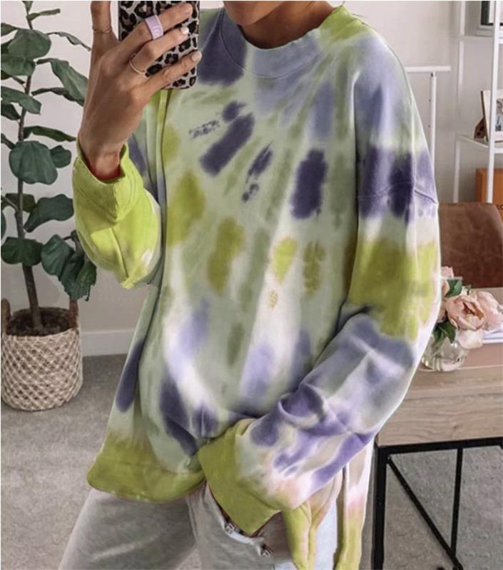 Sweat-shirt décontracté pour femmes en tie-dye avec coupe oversize et encolure ronde confortable Levoire
