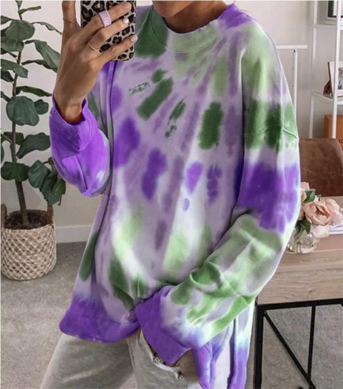 Sweat-shirt décontracté pour femmes en tie-dye avec coupe oversize et encolure ronde confortable Levoire