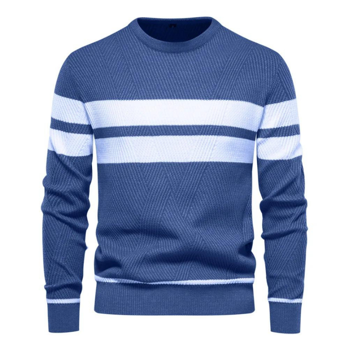 Levoire | Pull Homme Classique Avec Rayures Bleu foncé