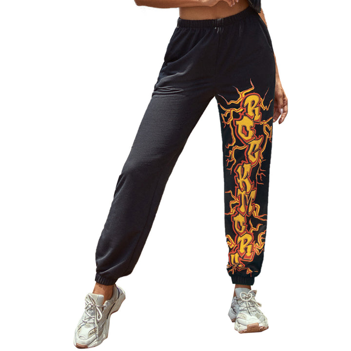 Pantalons de survêtement décontractés pour femmes avec impression graphique contrastante sur le côté Levoire