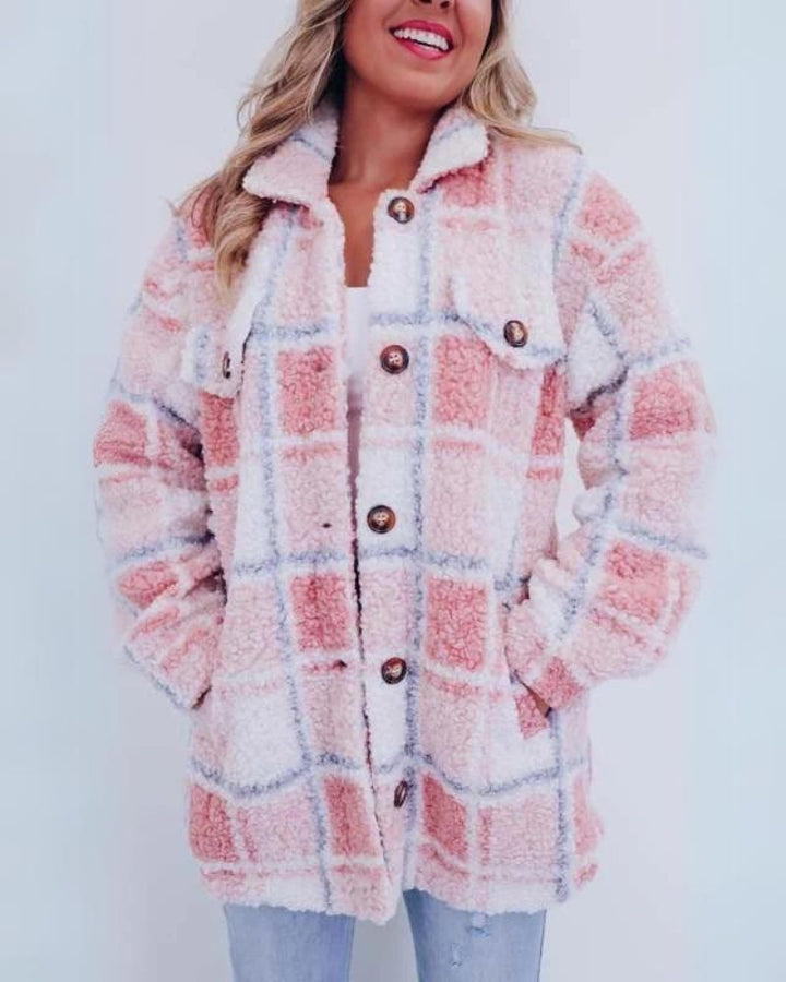 Levoire | Polar Fleece À Carreaux Veste Rosa