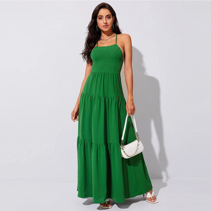 Levoire | Robe longue avec ceinture et dos nu Vert