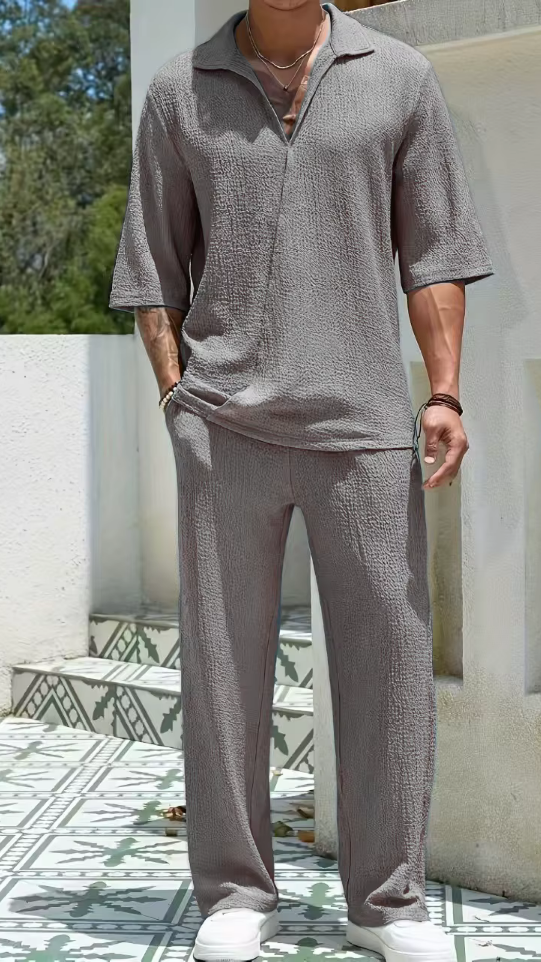 Levoire | Ensemble décontracté en texture Gris