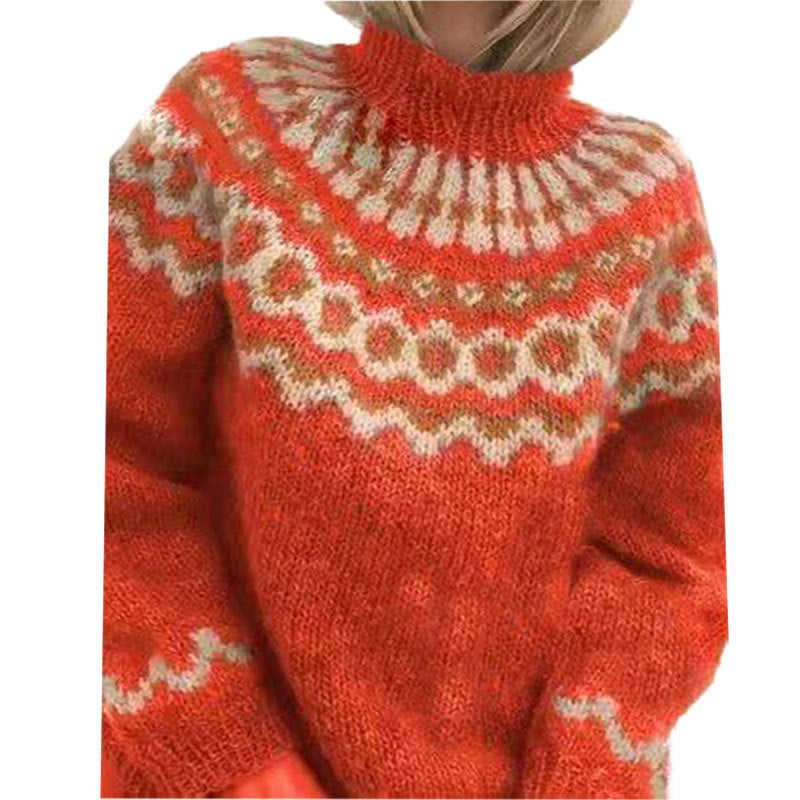 Pull en tricot confortable pour femmes avec encolure ronde et motif à la mode Levoire