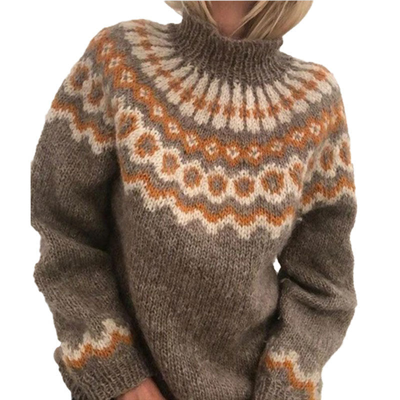 Pull en tricot confortable pour femmes avec encolure ronde et motif à la mode Levoire