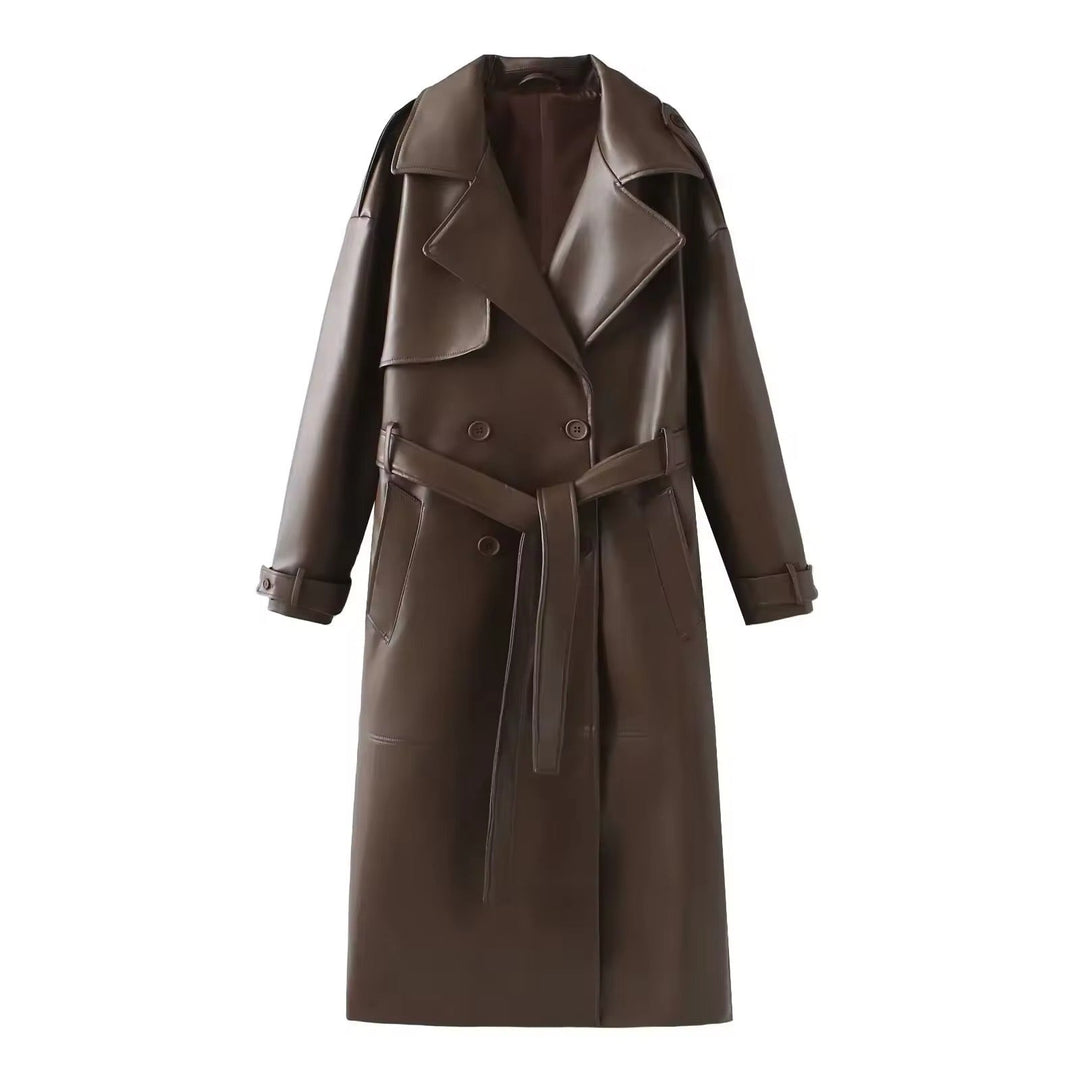 Levoire | Trench-Coat En Cuir Élégant Chic D'Automne Braun
