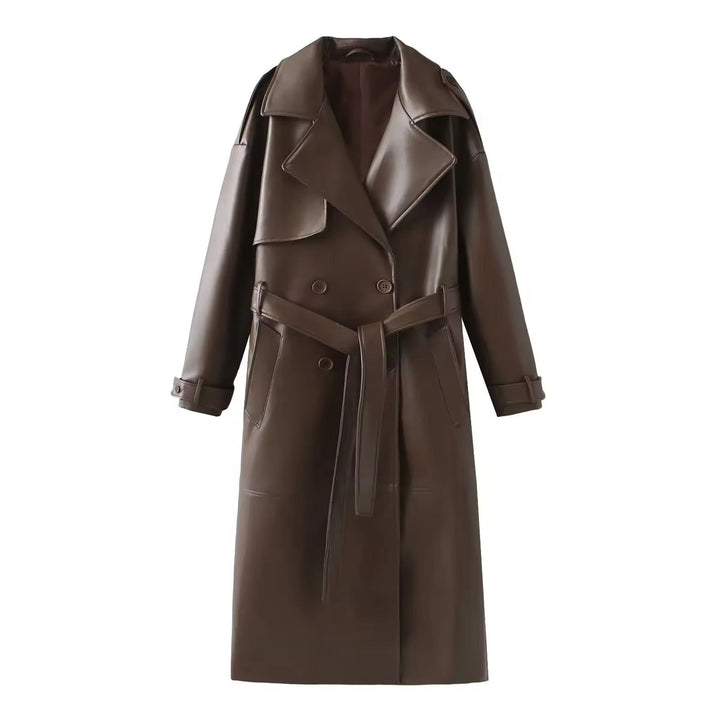 Levoire | Trench-Coat En Cuir Élégant Chic D'Automne Braun