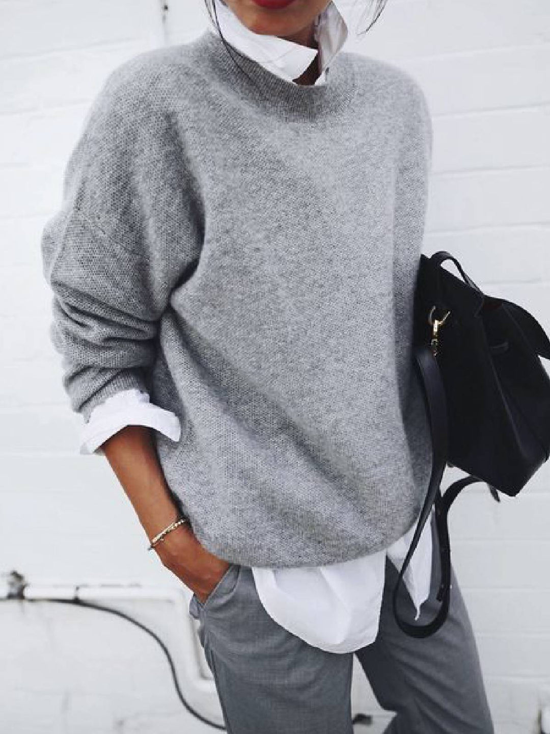 Levoire | Pull Doux À Deux Pièces Gris