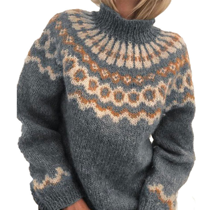 Pull en tricot confortable pour femmes avec encolure ronde et motif à la mode Levoire