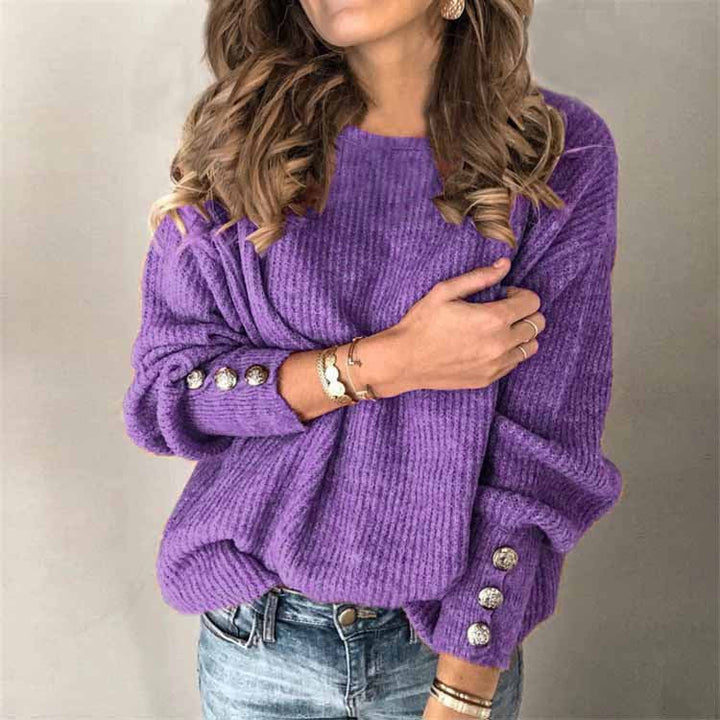 Levoire | Décontracté Chic Pull Avec Détails De Bouton Pour Femmes Lilas