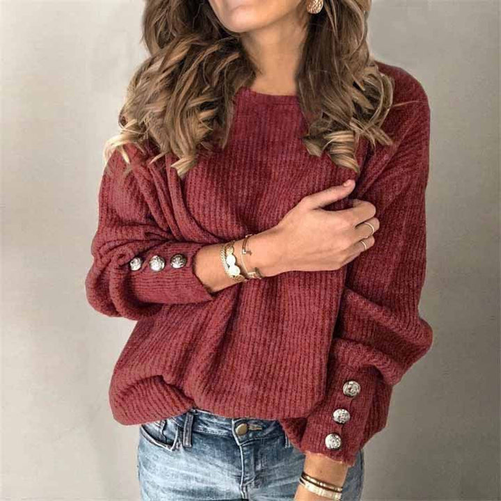 Levoire | Décontracté Chic Pull Avec Détails De Bouton Pour Femmes Rot
