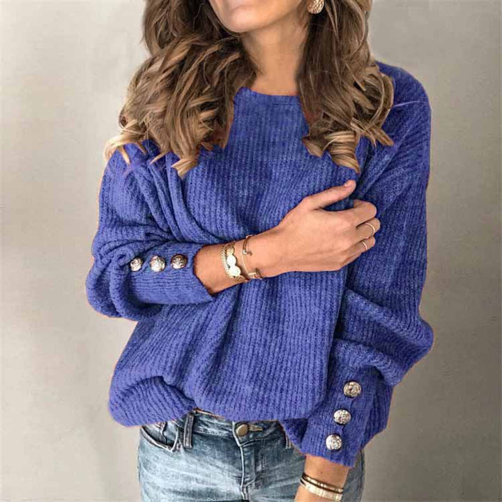 Levoire | Décontracté Chic Pull Avec Détails De Bouton Pour Femmes Bleu