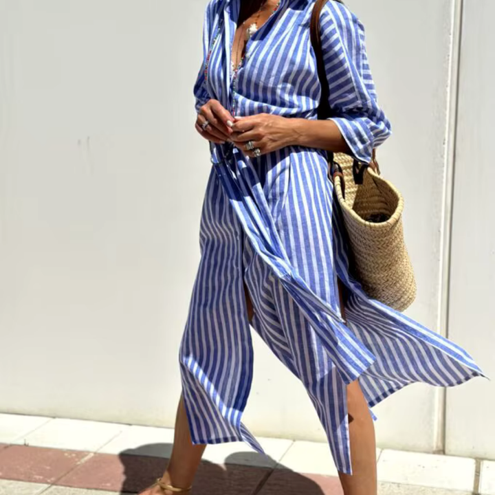 Levoire | La Robe Chemise Aérée Pour Des Moments D'Été Stylés Bleu