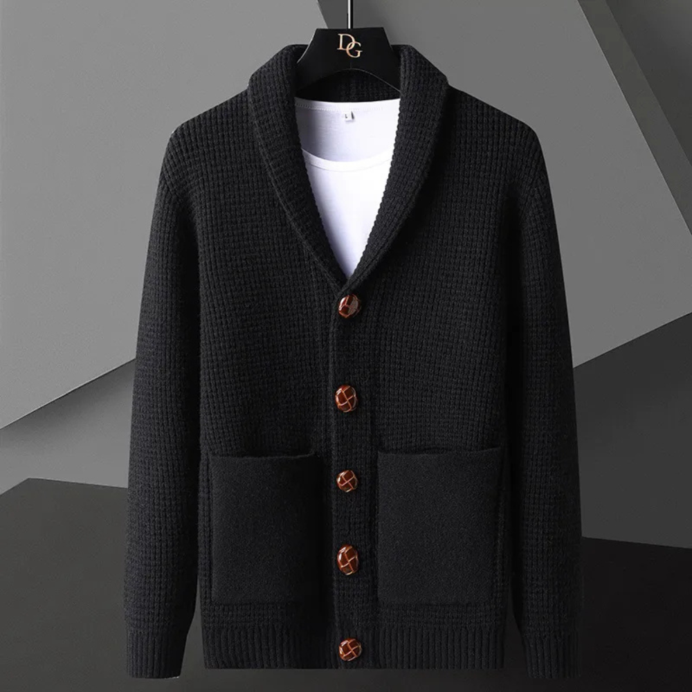 Levoire | Veste En Maille Élégante Pour Hommes Avec Fermeture À Boutons Noir