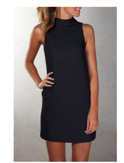 Levoire | Robe Décontractée à Col Haut et Sans Manches Noir