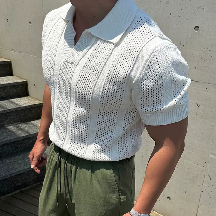 Levoire | T-Shirt en Mesh avec Col Polo