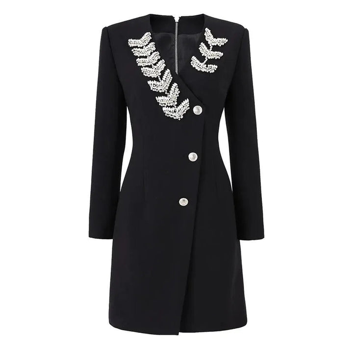 Levoire | Robe Femme À Manches Longues Et Décolleté En V Noir