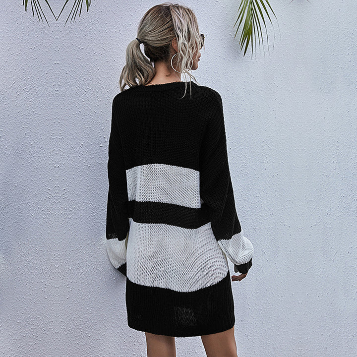 Robe pull oversize pour femme avec un motif à rayures en bloc tendance Levoire