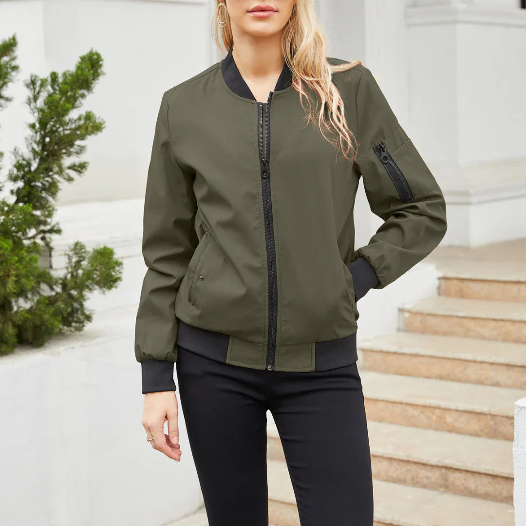 Levoire | Jacket - Veste Bomber Décontractée Pour Femmes Armegrün