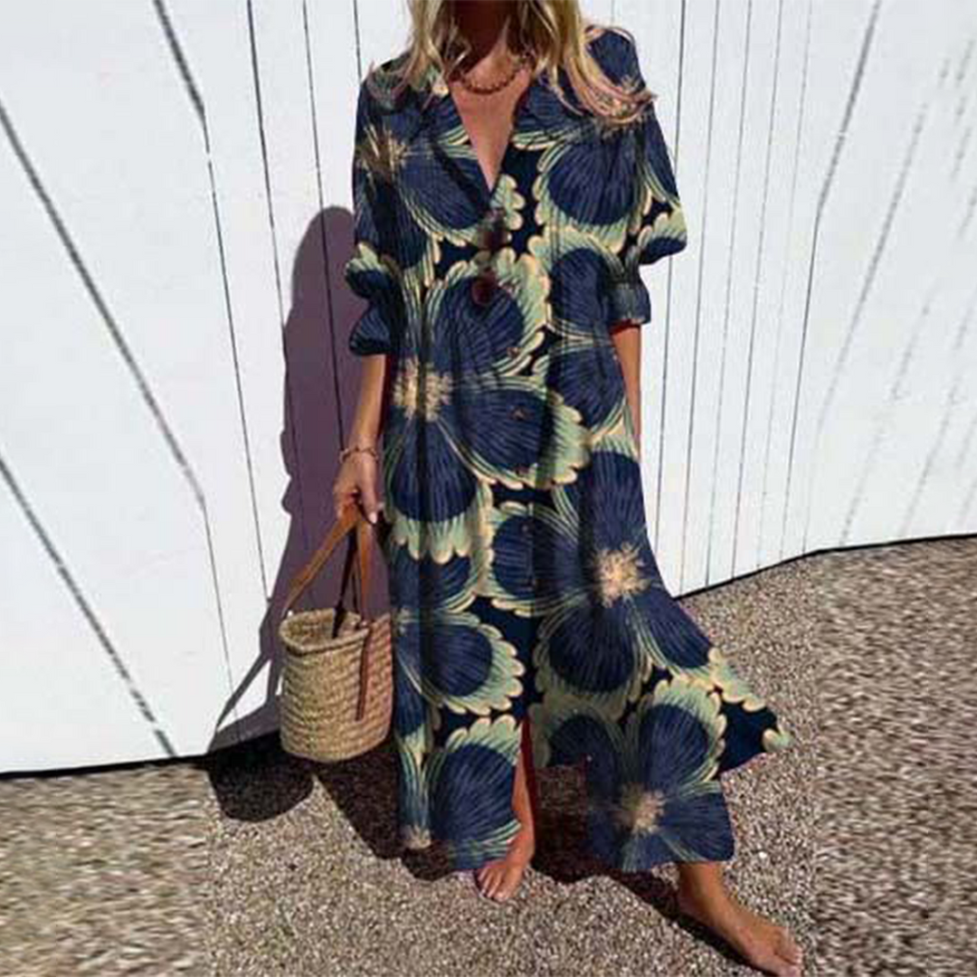 Levoire | Robe Longue Avec Imprimé Floral Noir