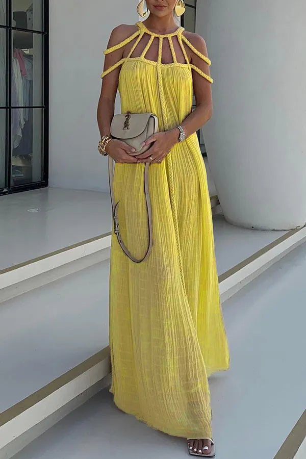 Levoire | Été Manches Courtes Robe Classique Jaune Une taille