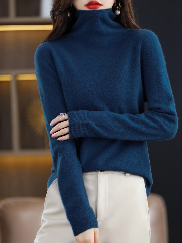 Levoire | Pull en cachemire Pull à col rond pour femmes Pull en tricot doux et confortable Bleu foncé
