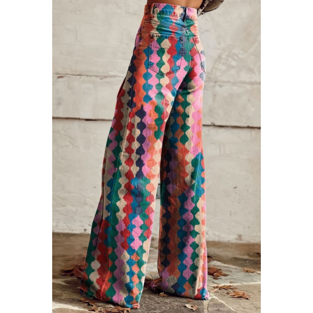 Levoire | Pantalon Femme Large À Motif Géométrique