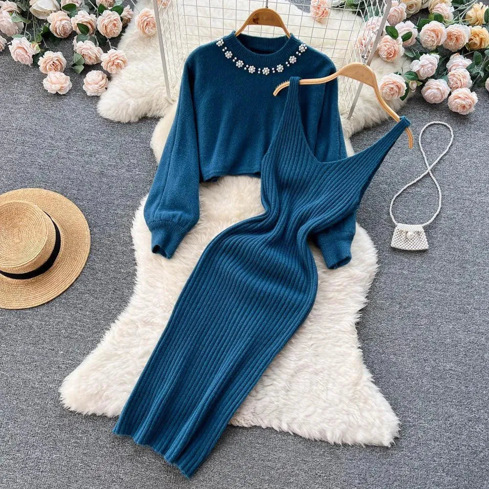 Levoire | Ensemble en tricot à deux pièces avec décolleté en V