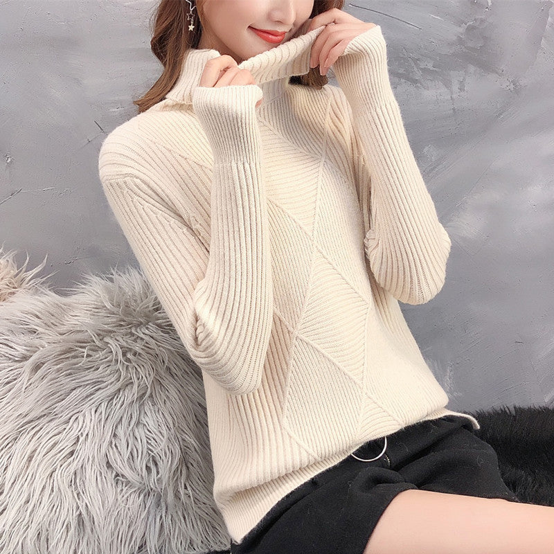 Pull en tricot pour femmes avec col montant et design texturé Levoire