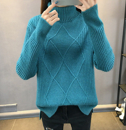 Pull en tricot pour femmes avec col montant et design texturé Levoire