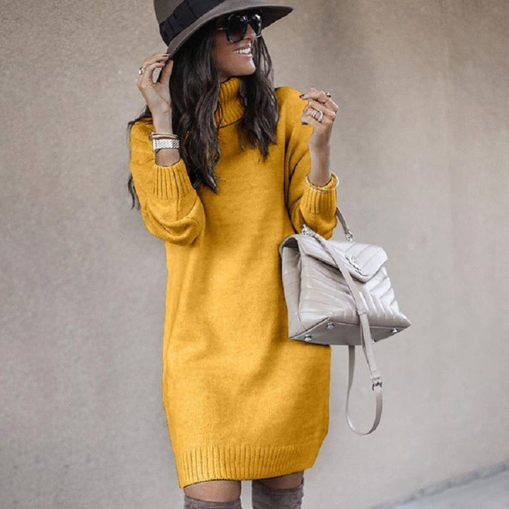 Robe en tricot décontractée pour femmes avec col haut Levoire