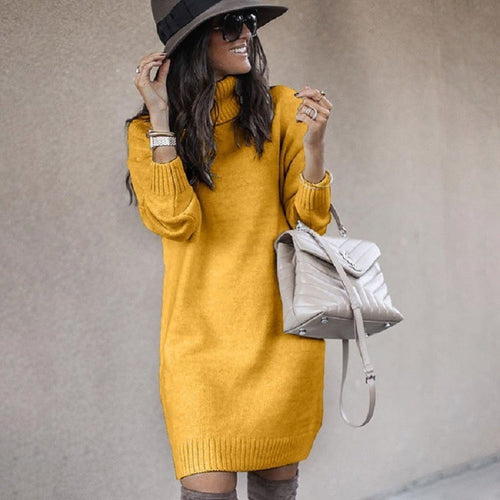 Robe en tricot décontractée pour femmes avec col haut Levoire
