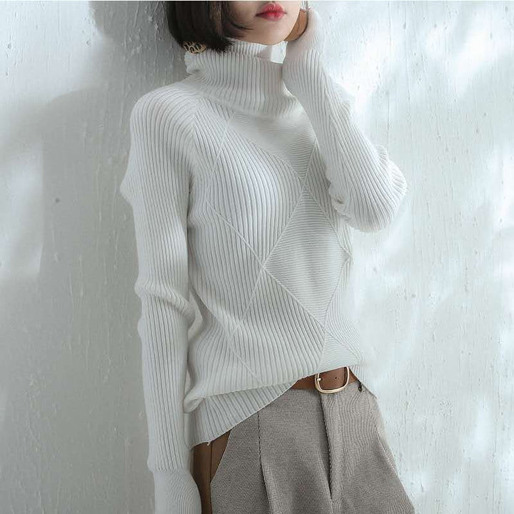 Pull en tricot pour femmes avec col montant et design texturé Levoire