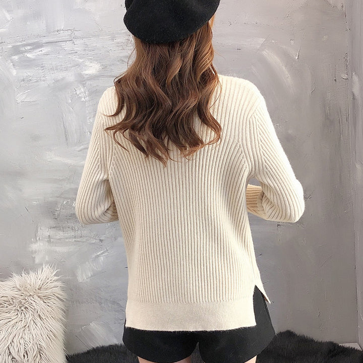 Pull en tricot pour femmes avec col montant et design texturé Levoire