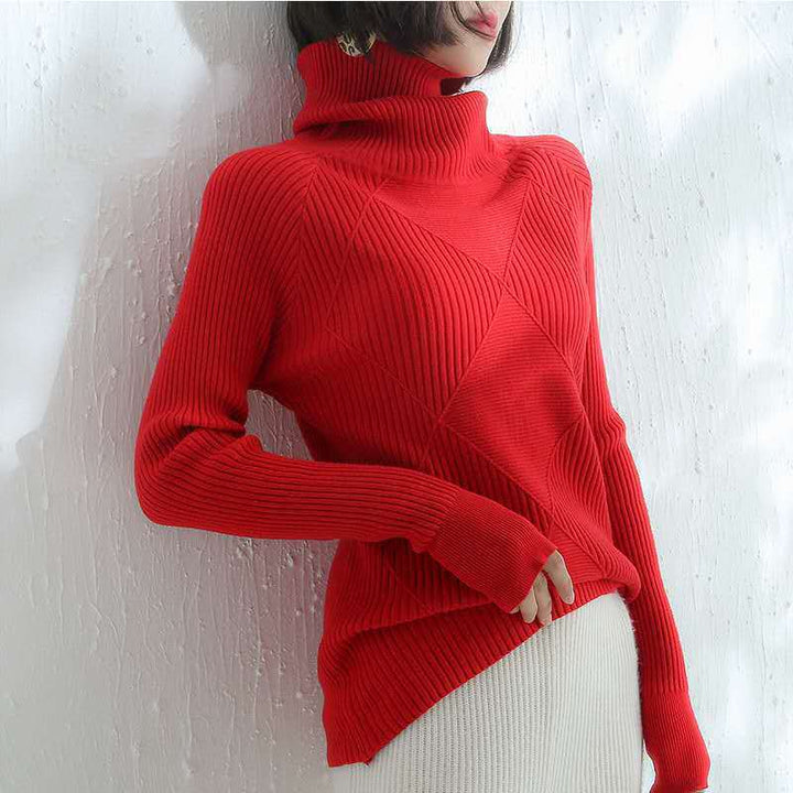 Pull en tricot pour femmes avec col montant et design texturé Levoire