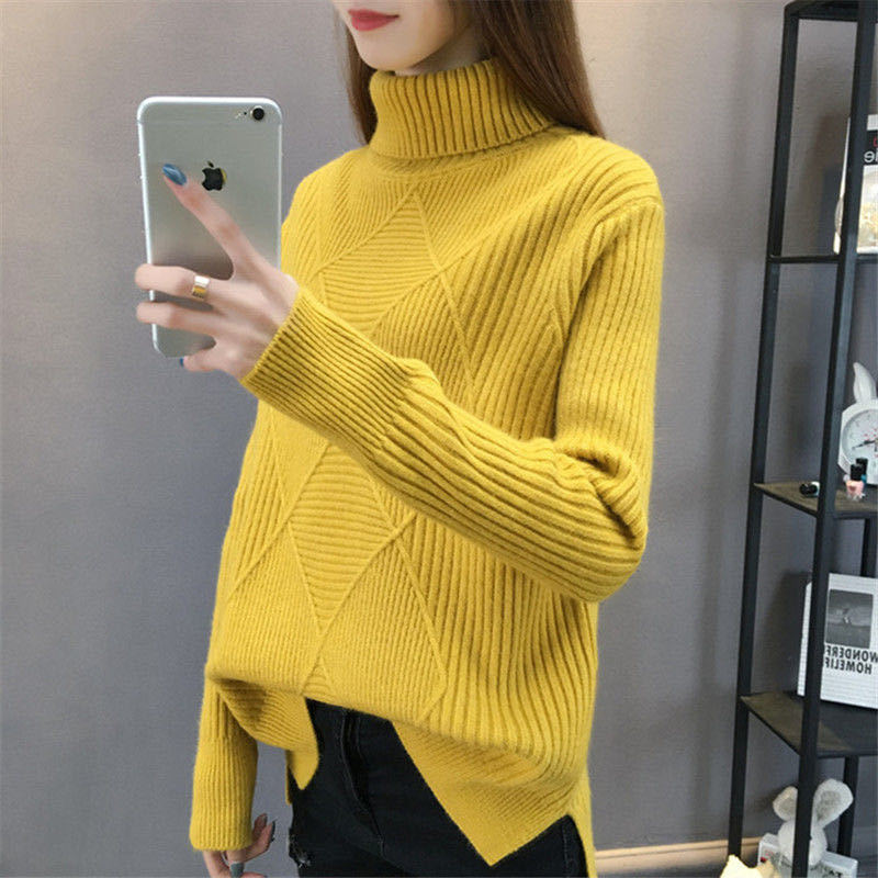Pull en tricot pour femmes avec col montant et design texturé Levoire