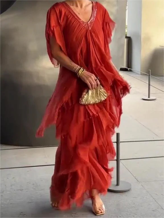 Levoire | Robe confortable à col en V Orange