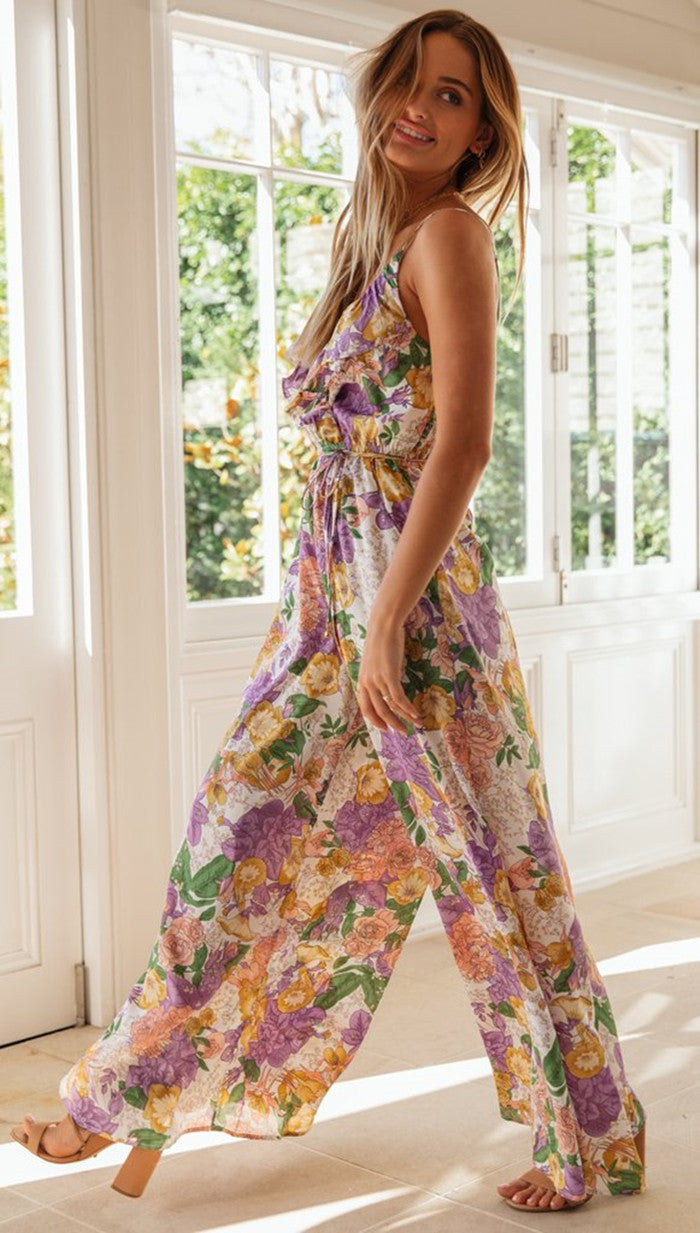Jumpsuit romantique pour femme avec coupe fluide et décolleté en V profond Levoire