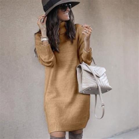 Robe en tricot décontractée pour femmes avec col haut Levoire