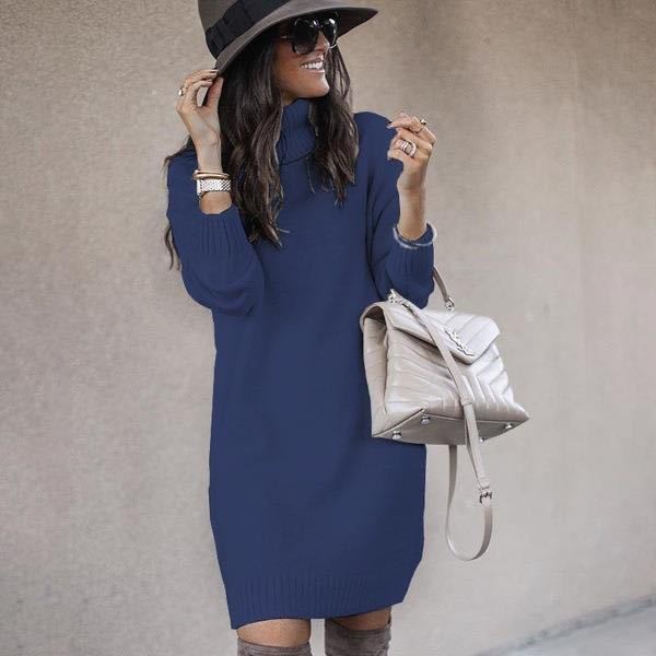 Robe en tricot décontractée pour femmes avec col haut Levoire