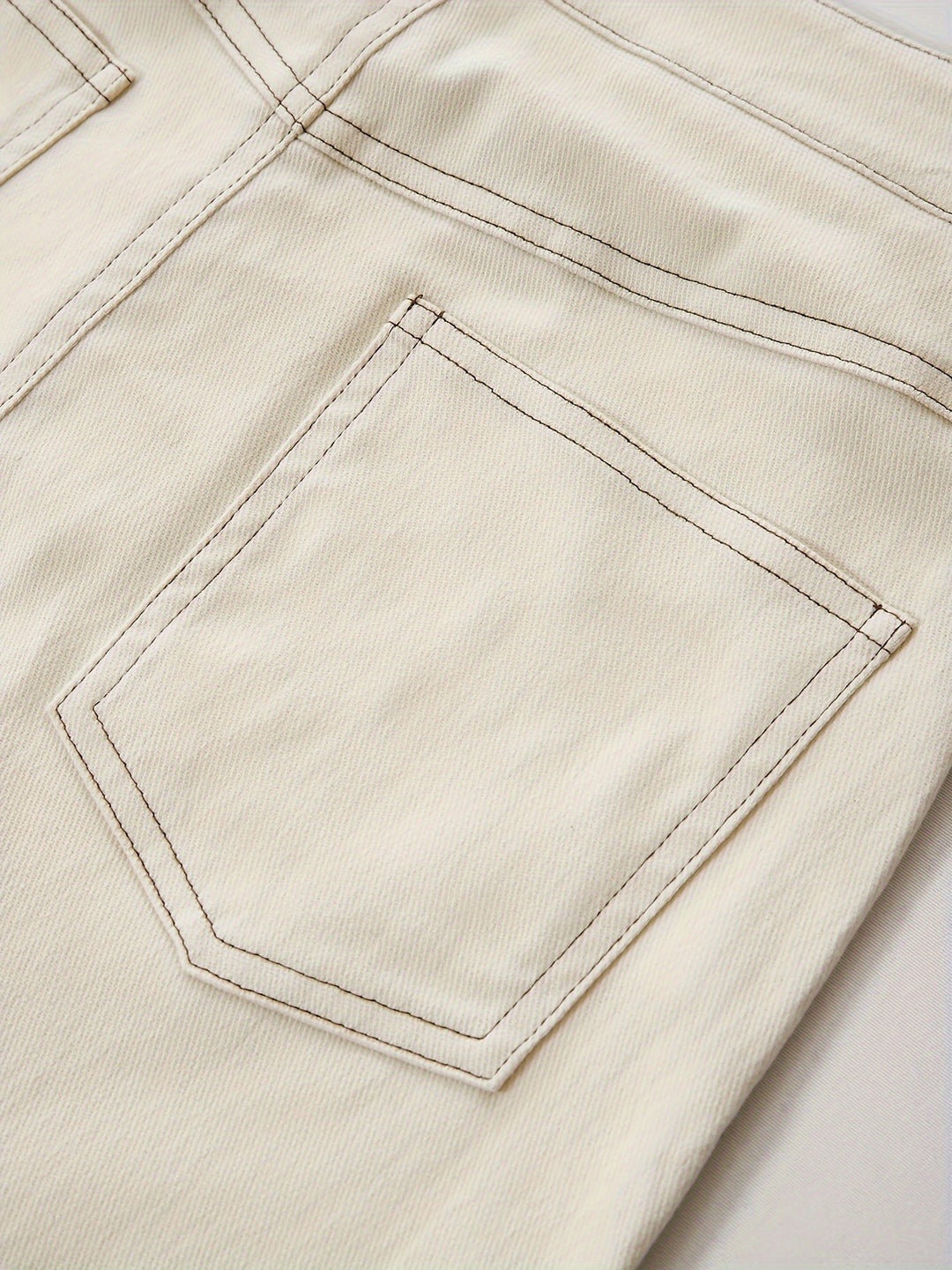 Levoire | Couleur Unie Blanc Fente Arrière Détente Maxi Jean Jupe