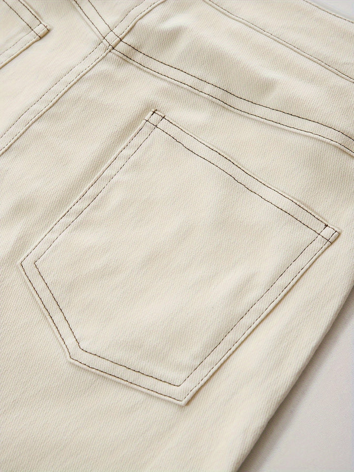 Levoire | Couleur Unie Blanc Fente Arrière Détente Maxi Jean Jupe