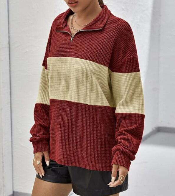 Sweat femme avec fermeture éclair et rayures en bloc Levoire