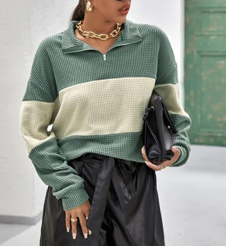 Sweat femme avec fermeture éclair et rayures en bloc Levoire