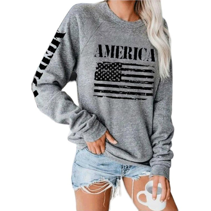 Sweat-shirt femme avec imprimé décontracté drapeau américain Levoire